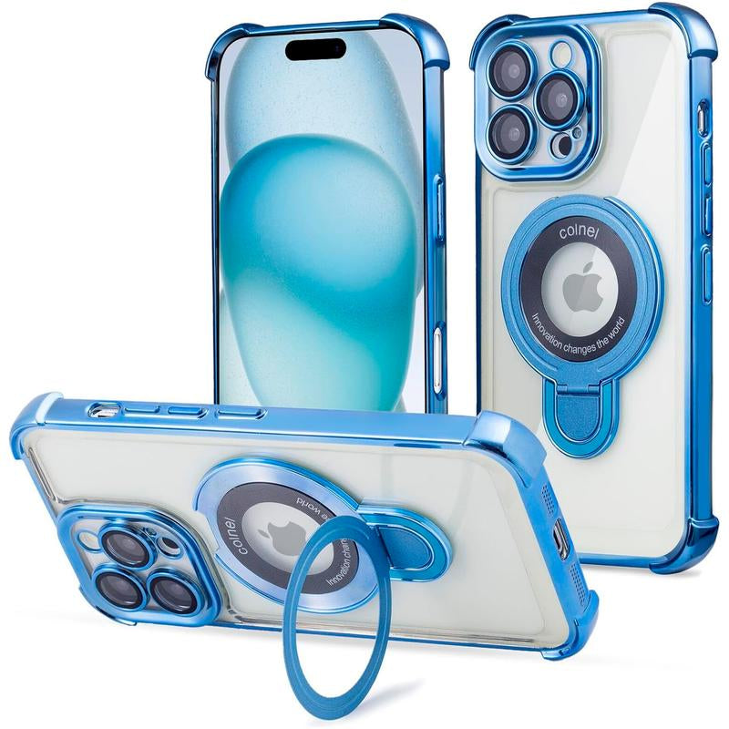 Entronix Case for Apple Iphone 17/16/15/14/13/12/11 Air/Plus/Pro Max - Glossy Bumper Cover & Holder Ring, [Magnetic] Smartphone Accessories Protective
