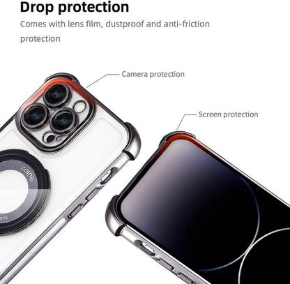 Entronix Case for Apple Iphone 17/16/15/14/13/12/11 Air/Plus/Pro Max - Glossy Bumper Cover & Holder Ring, [Magnetic] Smartphone Accessories Protective