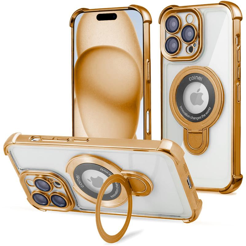 Entronix Case for Apple Iphone 17/16/15/14/13/12/11 Air/Plus/Pro Max - Glossy Bumper Cover & Holder Ring, [Magnetic] Smartphone Accessories Protective