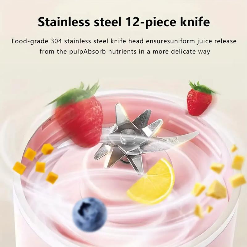 Portable Electric Blender Cup 23.67 Oz with 12 Blades LCD Display USB Rechargeable 50 Watts One-Button Control for Smoothies Juices and Teas Ideal for Home Use
