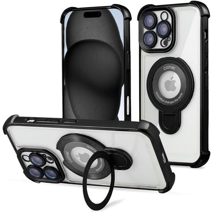 Entronix Case for Apple Iphone 17/16/15/14/13/12/11 Air/Plus/Pro Max - Glossy Bumper Cover & Holder Ring, [Magnetic] Smartphone Accessories Protective