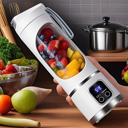 Portable Electric Blender Cup 23.67 Oz with 12 Blades LCD Display USB Rechargeable 50 Watts One-Button Control for Smoothies Juices and Teas Ideal for Home Use