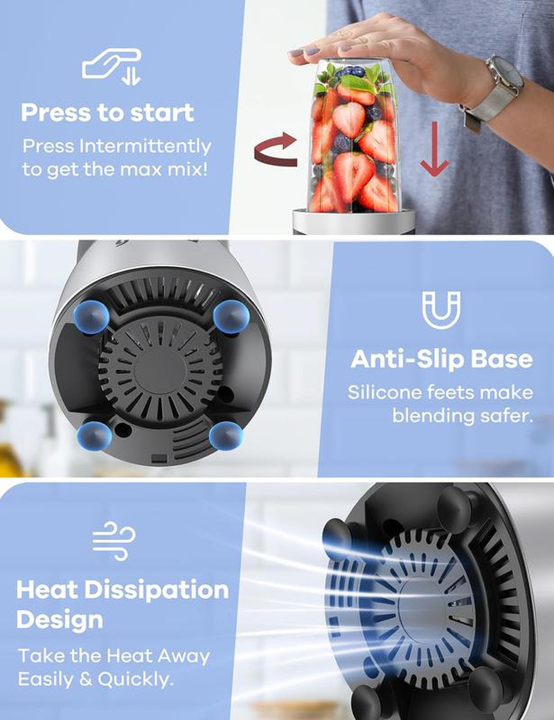 Big Promotion88Ganiza Smoothie Blender, 900W Blenders for Shakes and Smoothies, 15-Piece Personal Blender and Grinder Combo for Kitchen, Smoothies Maker with 4 Bpa-Free Portable Cup, Nutritious Recipe