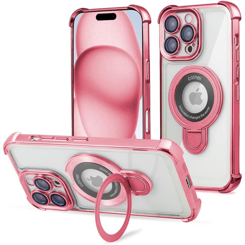 Entronix Case for Apple Iphone 17/16/15/14/13/12/11 Air/Plus/Pro Max - Glossy Bumper Cover & Holder Ring, [Magnetic] Smartphone Accessories Protective