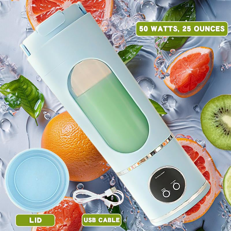 Portable Electric Blender Cup 23.67 Oz with 12 Blades LCD Display USB Rechargeable 50 Watts One-Button Control for Smoothies Juices and Teas Ideal for Home Use