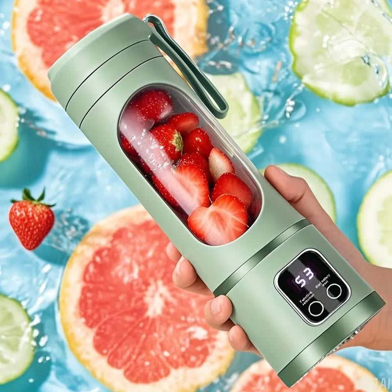 Portable Electric Blender Cup 23.67 Oz with 12 Blades LCD Display USB Rechargeable 50 Watts One-Button Control for Smoothies Juices and Teas Ideal for Home Use