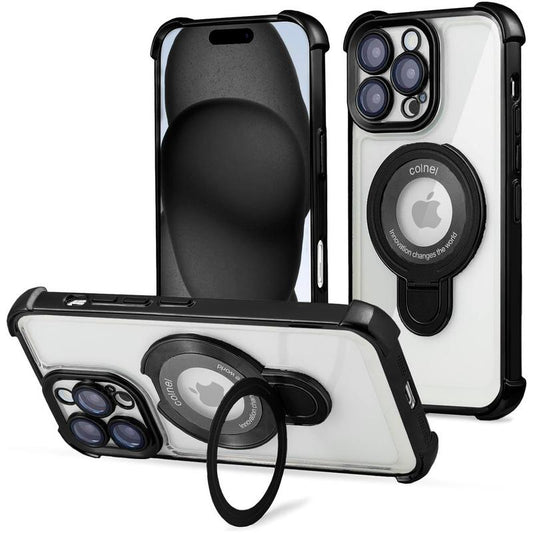 Entronix Case for Apple Iphone 17/16/15/14/13/12/11 Air/Plus/Pro Max - Glossy Bumper Cover & Holder Ring, [Magnetic] Smartphone Accessories Protective