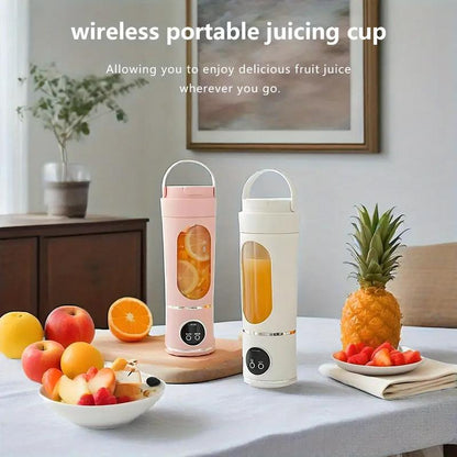 Portable Electric Blender Cup 23.67 Oz with 12 Blades LCD Display USB Rechargeable 50 Watts One-Button Control for Smoothies Juices and Teas Ideal for Home Use